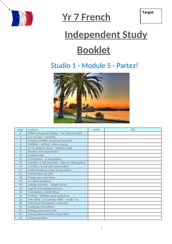 Studio 1 module 5 Partez!  Holidays Home study workbook