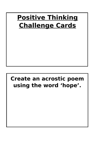 Positive Thinking Challenge Cards