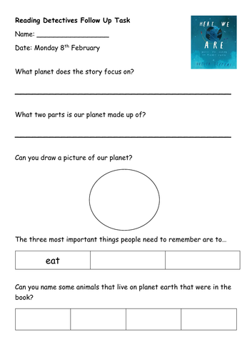 Here We Are by Oliver Jeffers Guided Reading Questions