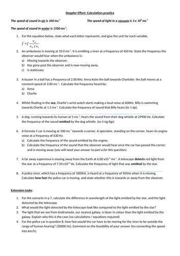 Doppler effect calculation practice