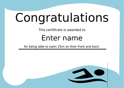 Swimming certificate