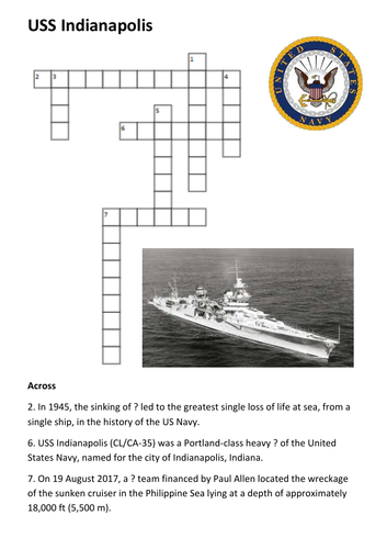 USS Indianapolis Crossword