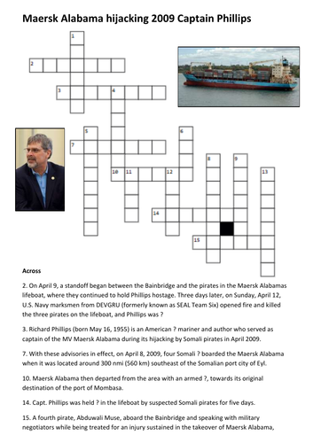 Maersk Alabama hijacking 2009 Captain Phillips Crossword