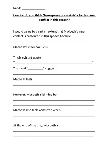 Low Ability/Sen AQA Macbeth Lessons