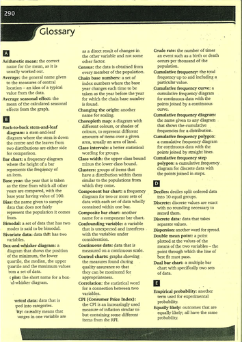 AQA GCSE Statistics Glossary