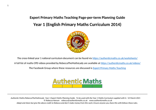 Year 1 maths term-per-page planning guide