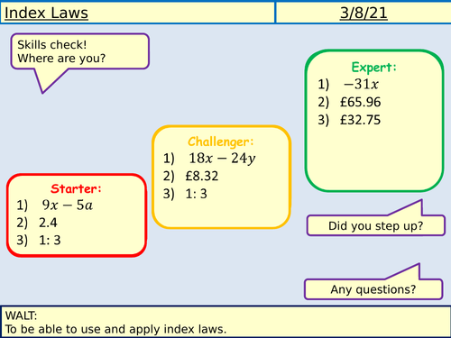 Index Laws Lesson
