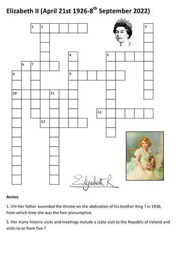 Elizabeth II Crossword