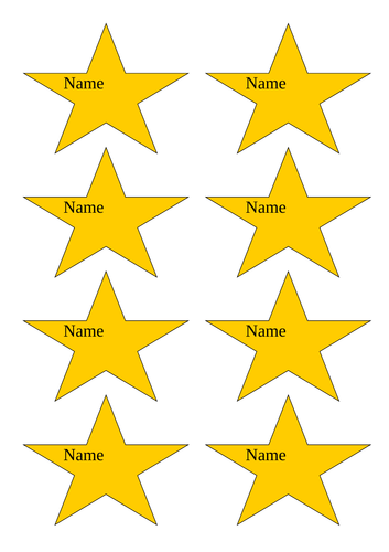 Name star reward chart labels classroom display resource A4