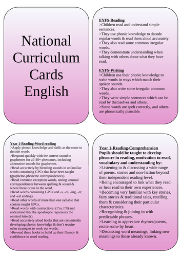 EYFS/KS1 English Curriculum Flashcards