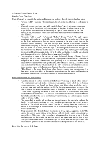 A Streetcar Named Desire Scene 1 Summary Sheets (A Level)