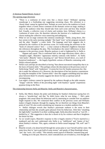 A Streetcar Named Desire Scene 4 Summary Sheets (A Level)