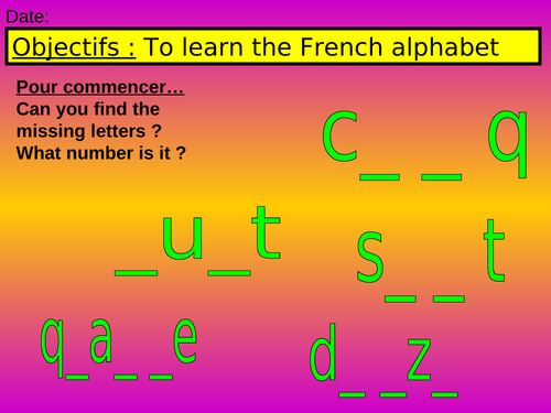 Alphabet, numbers and dates