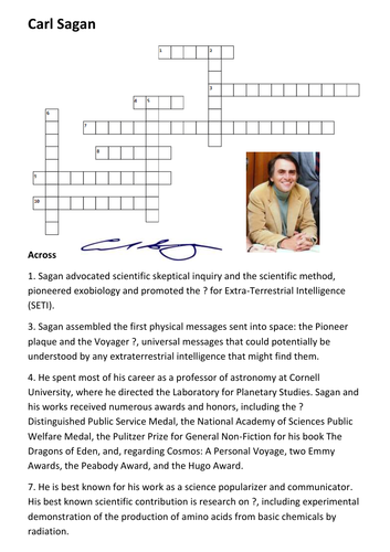 Carl Sagan Crossword Teaching Resources