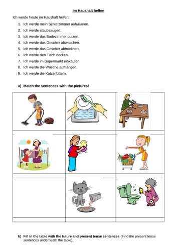 Separable verbs - topic household chores