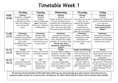 Home Learning Grids