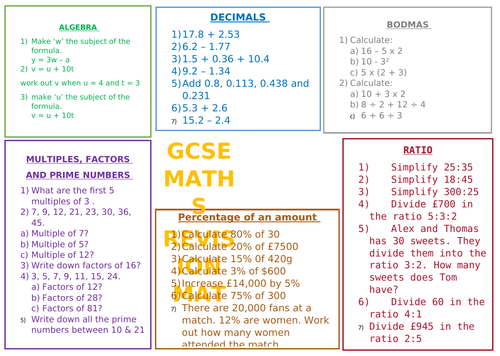 GCSE MATHS REVISION MAT