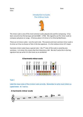 Fun music composing task - exploring the A Minor Scale