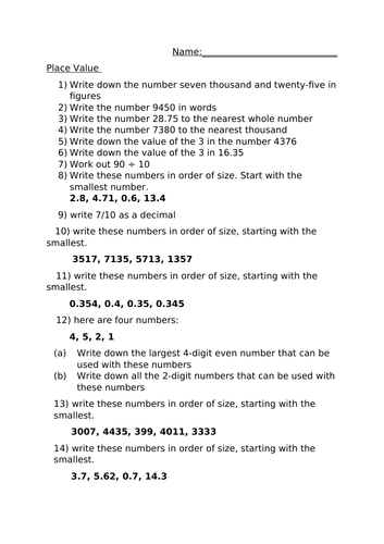 GCSE MATHS - PLACE VALUE