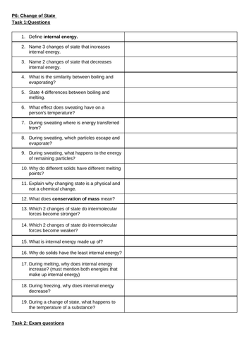 AQA P6: State change, heating curves and latent heat BUNDLE