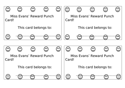 Reward Punch Cards - Editable
