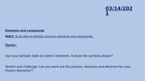 KS3 - Elements and compounds