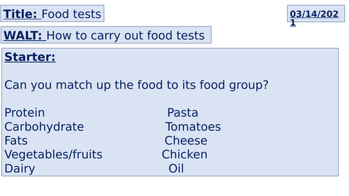 KS3 - Food tests