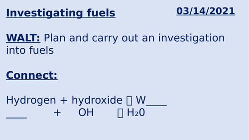 KS3 - Investigating fuels