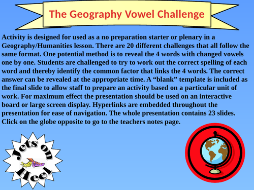 The Geography Vowel Challenge