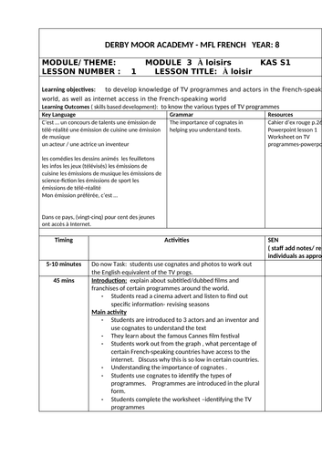 Dynamo 2 Module 3 A loisir | Teaching Resources