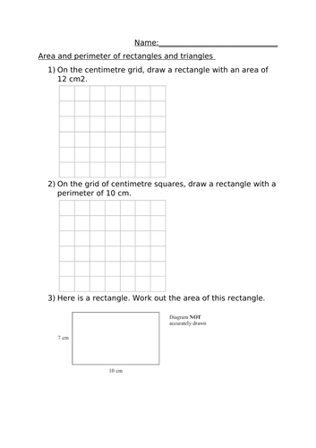 AREA AND PERIMETER OF RECTANGLES AND TRIANGLES