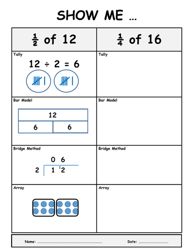 Fractions of a Number - Show Me Worksheets