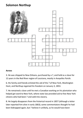 Solomon Northup Crossword