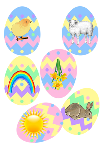Spring images on eggs