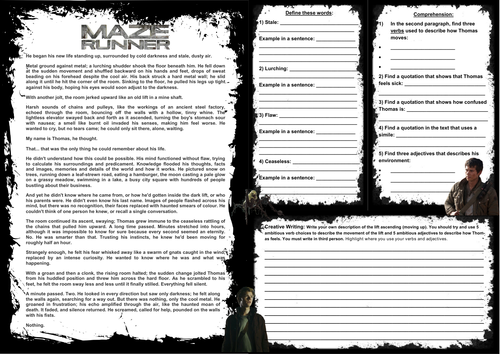 The Maze Runner - Comprehension Reading Worksheet