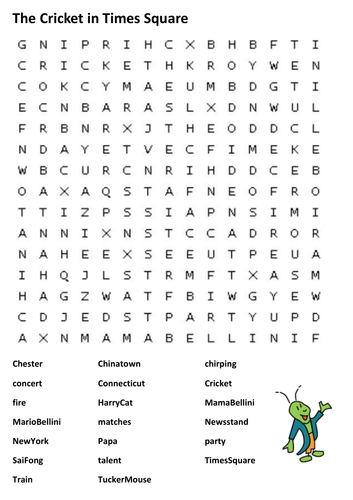 The Cricket in Times Square Word Search