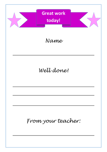 Teacher reward certificate incentive A4 print and sign alternative colourway