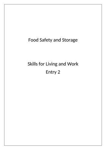 Food Safety Entry 2 Skills for Living and Work (SEN) (OCN)