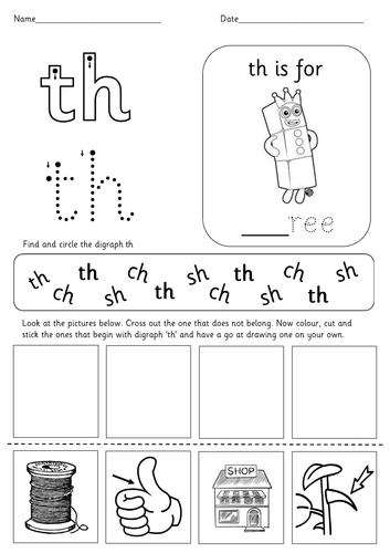 Digraph th - activity sheet and teaching powerpoint | Teaching Resources