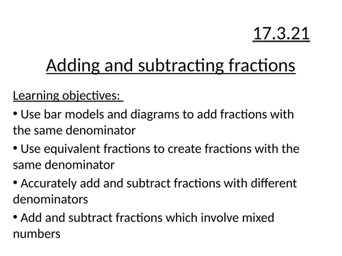Adding fractions mastery lesson
