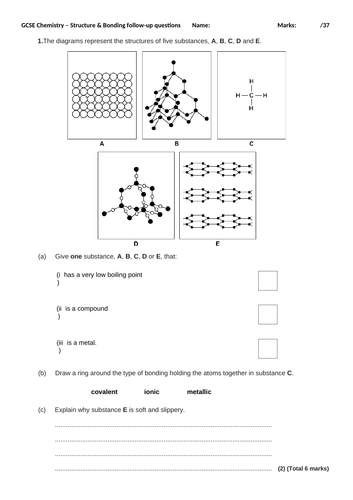 AQA 9-1 GCSE Science/Chemistry - 2. Structure & Bonding summary exam questions
