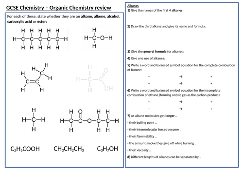 AQA 9-1 GCSE Science/Chemistry - 7. Organic Chemistry revision poster (Triple)