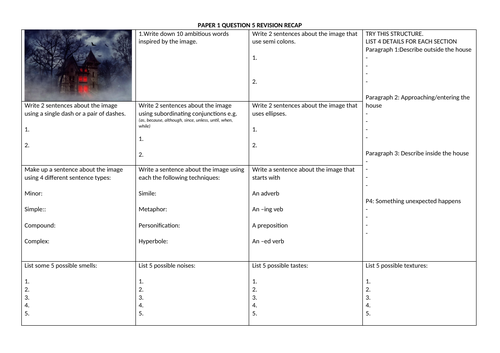 Paper 1 Question 5 Descriptive Writing Revision