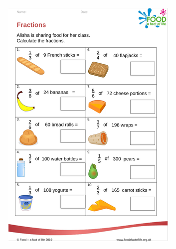 The amazing lunchbox - fractions