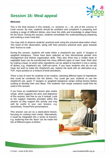 License to Cook - Session 16: Meal appeal