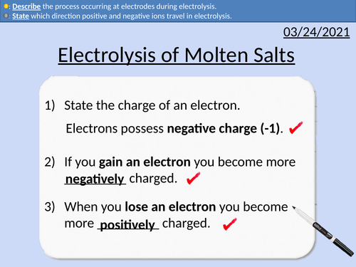 GCSE Chemistry: Electrolysis of molten salts