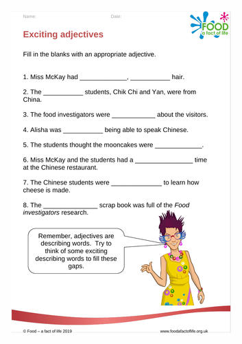 The exciting guests- exciting adjectives