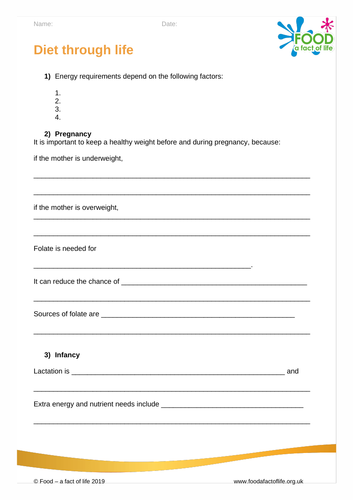 Diet Through Life - PowerPoint