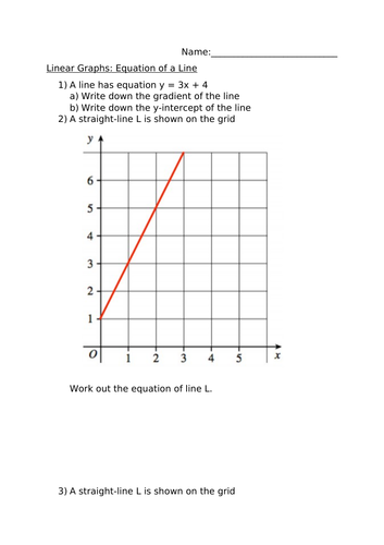 LINEAR GRAPHS - EQUATION OF A LINE