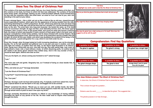 The Ghost of Christmas Past - Initial Analysis and Comprehension Worksheet | Teaching Resources